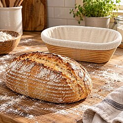 Oval Bio Ekmek Hamur Mayalama Sepeti Bezli 26x12x7,5 cm - 5