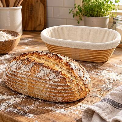 Oval Bio Ekmek Hamur Mayalama Sepeti Bezli 26x12x7,5 cm - 5