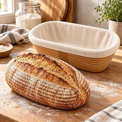 Oval Bio Ekmek Hamur Mayalama Sepeti Bezli 25x14x9 cm - 6