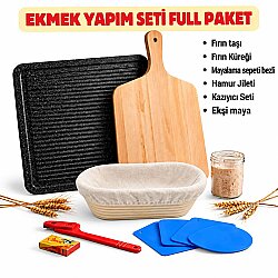 Ekmek Yapım Seti Full Paket Oval Bezli Sepetli 26 cm - DincKitchen