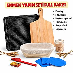Ekmek Yapım Seti Full Paket Oval Bezli Sepetli 22 cm - DincKitchen