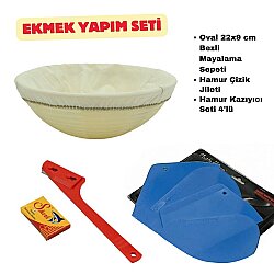 Ekmek Yapım Seti 22 cm Yuvarlak Bezli Sepetli - DİNC KİTCHEN