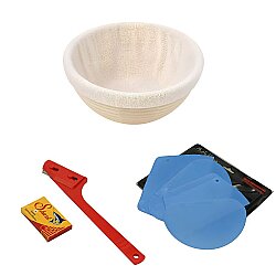 Ekmek Yapım Seti 22 cm Yuvarlak Bezli Sepetli - DİNC KİTCHEN (1)