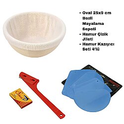 Ekmek Yapım Seti 25 cm Yuvarlak Bezli Sepetli - DİNC KİTCHEN