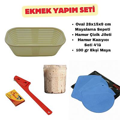 Ekmek Yapım Seti 28 cm Oval Sepetli 100 gr Ekşi Mayalı - 1
