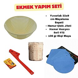 Ekmek Yapım Seti 22 cm Yuvarlak Sepetli 100 gr Ekşi Mayalı - DİNC KİTCHEN