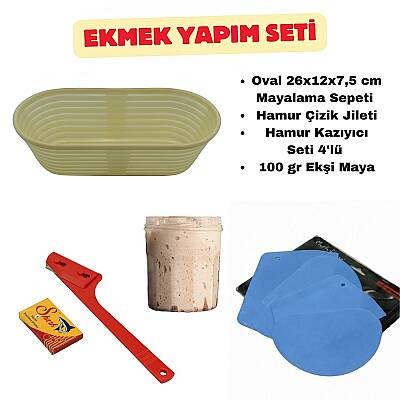 Ekmek Yapım Seti 26 cm Oval Sepetli 100 gr Ekşi Mayalı - 1