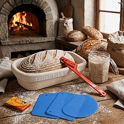 Ekmek Yapım Seti 28 cm Oval Bezli Sepetli 100 gr Ekşi Mayalı - 3