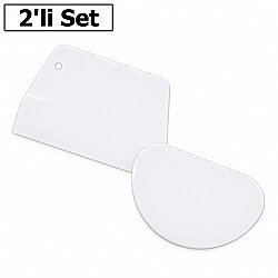 Dinc Kitchen Plastik Oval Hamur Kazıyıcı Küçük Boy 2'li Set Beyaz - DİNC KİTCHEN