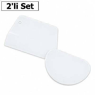 Dinc Kitchen Plastik Oval Hamur Kazıyıcı Küçük Boy 2'li Set Beyaz - 1