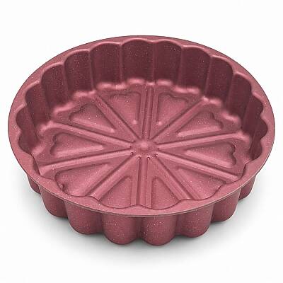 Kalp Desenli Granit Kek Kalıbı 26 cm - 1