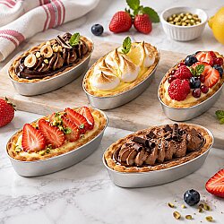 Oval Mekik Tart Kalıbı Alüminyum 5,5x8 cm 5'Lİ Set - 2