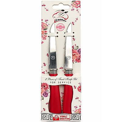 Meyve Bıçağı 8 cm Kırmızı 2'li Set - 3