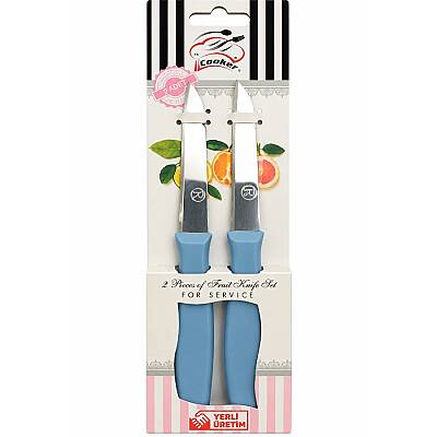 Meyve Bıçağı 7,5 cm Mavi 2'li Set - 3