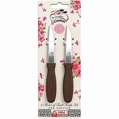Meyve Bıçağı 7,5 cm Kahverengi 2'li Set - 3