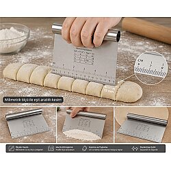 Ölçülü Paslanmaz Çelik Hamur Kazıyıcı ve Kesici 15×11 cm - 3