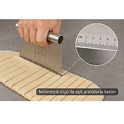 Ölçülü Paslanmaz Çelik Hamur Kazıyıcı ve Kesici 20×11 cm - 2