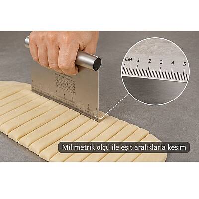 Ölçülü Paslanmaz Çelik Hamur Kazıyıcı ve Kesici 20×11 cm - 2