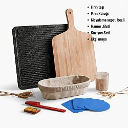 Profesyonel Ekmek Yapım Seti Full Paket 26 cm Oval Bezli Sepetli 